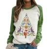 On0851 2021 Christmas Crew Neck Long Sleeve loose print Christmas T-shirt