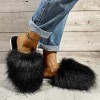 Hairy slippers women 2020 autumn and winter Baotou large size drag women's shoes home wear flat-bottomed warm cotton drag