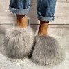 Hairy slippers women 2020 autumn and winter Baotou large size drag women's shoes home wear flat-bottomed warm cotton drag
