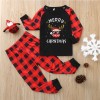 On0829 European and American leisure home clothes set long sleeve lattice printing Christmas parent-child clothes