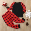 On0829 European and American leisure home clothes set long sleeve lattice printing Christmas parent-child clothes