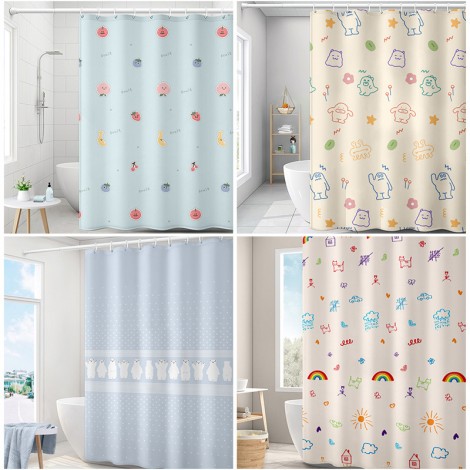 Waterproof and mould proof thickened polyester shower curtain digital printing shower curtain bathroom partition hanging curtain shower curtain cloth