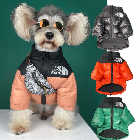 Dog clothes warm and thickened in winter Teddy Schnauzer Chai dog corky color matching pet down jacket