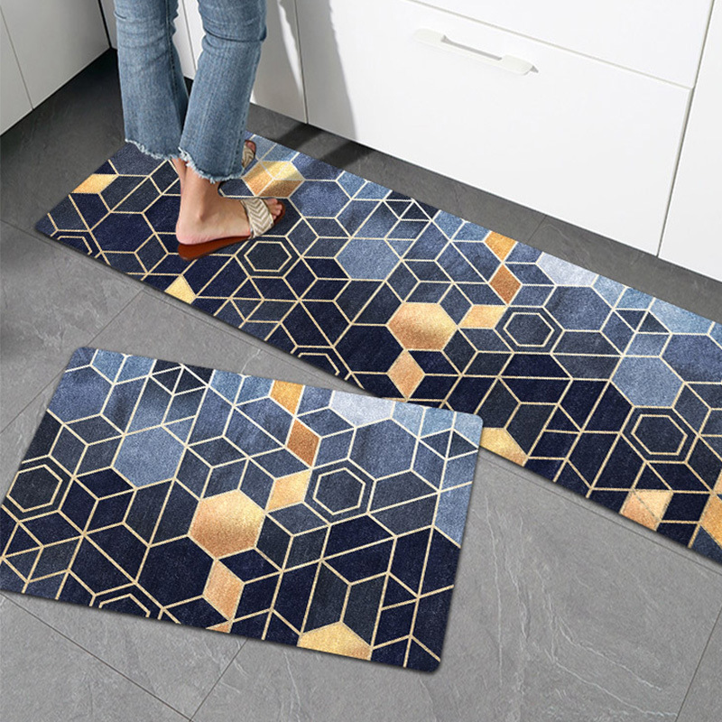 Durable non slip floor mat leather kitchen floor mat wash free oil proof waterproof kitchen floor mat