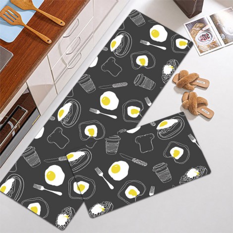 Black durable non slip floor mat leather kitchen floor mat wash free oil proof Waterproof PVC floor mat