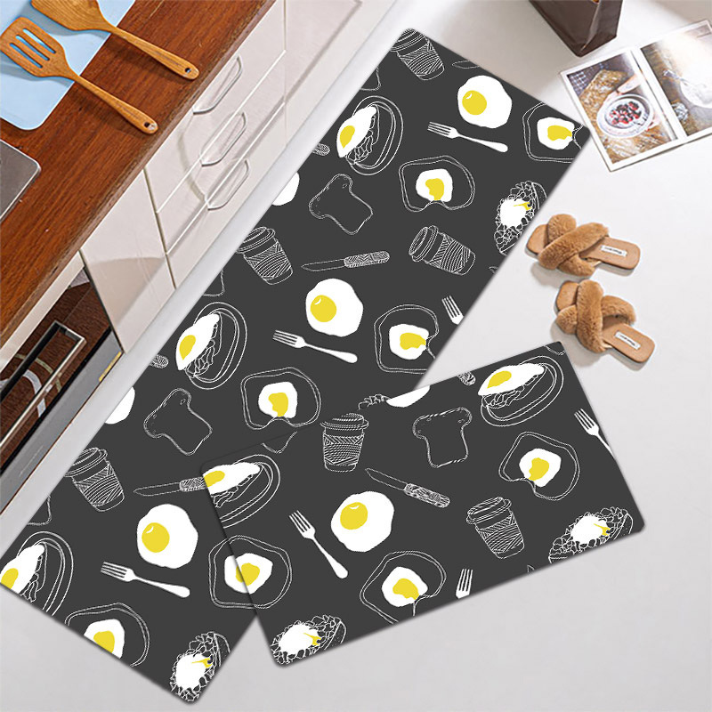 Black durable non slip floor mat leather kitchen floor mat wash free oil proof Waterproof PVC floor mat