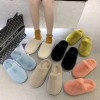 Candy-colored thick hairy slippers women wear net red flat bottom thick bottom large size 42 cotton slippers for autumn and winter