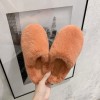 Candy-colored thick hairy slippers women wear net red flat bottom thick bottom large size 42 cotton slippers for autumn and winter