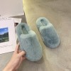 Candy-colored thick hairy slippers women wear net red flat bottom thick bottom large size 42 cotton slippers for autumn and winter