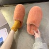 Candy-colored thick hairy slippers women wear net red flat bottom thick bottom large size 42 cotton slippers for autumn and winter
