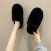 Candy-colored thick hairy slippers women wear net red flat bottom thick bottom large size 42 cotton slippers for autumn and winter