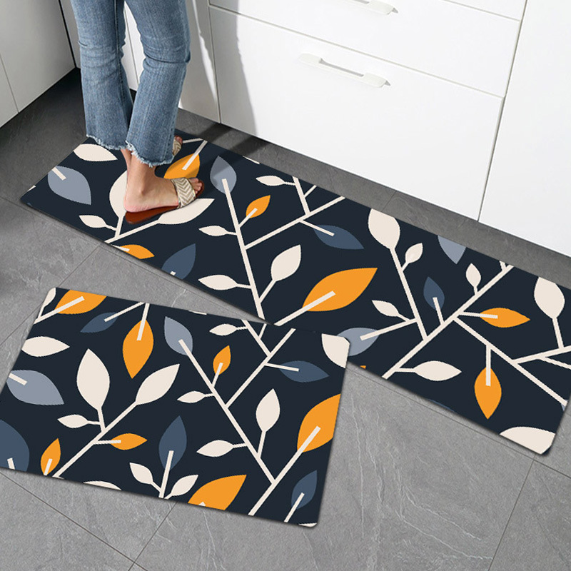 Modern simple floor mat leather kitchen floor mat wash free PVC floor mat kitchen floor mat waterproof