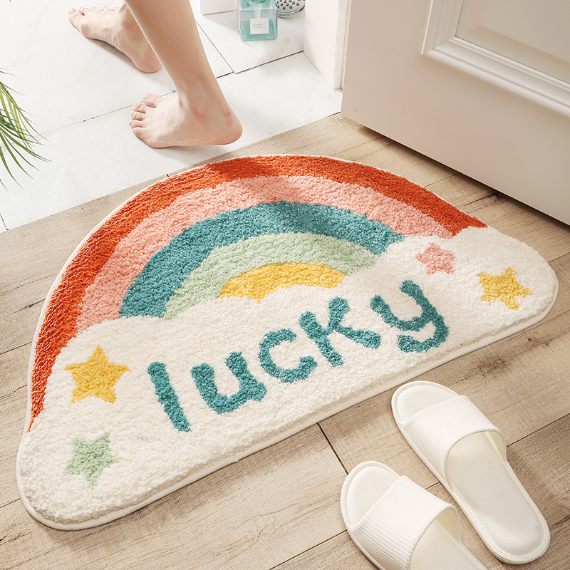 Small fresh semicircle household floor mat at the entrance bathroom non slip mat at the entrance household toilet water absorbent mat