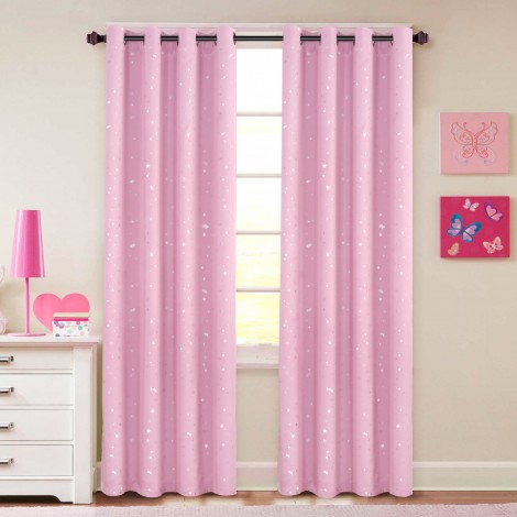 Environmental protection thickened shading curtain cloth heat insulation ring Star printing children's bedroom finished curtain