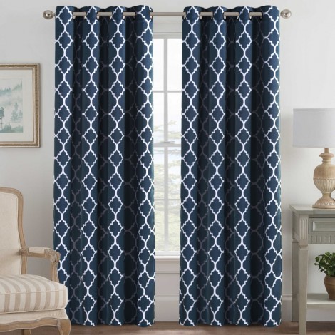 Environmental protection thickened shading curtain cloth thermal insulation Moroccan printing bedroom living room Nordic finished curtain
