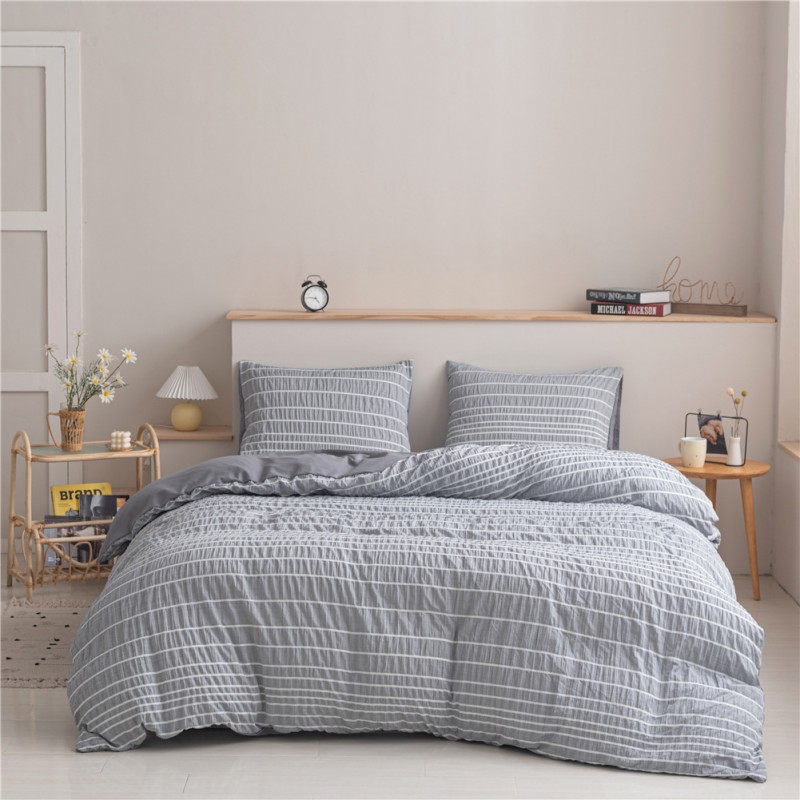 Seersucker three piece set duvet cover bedding home textile