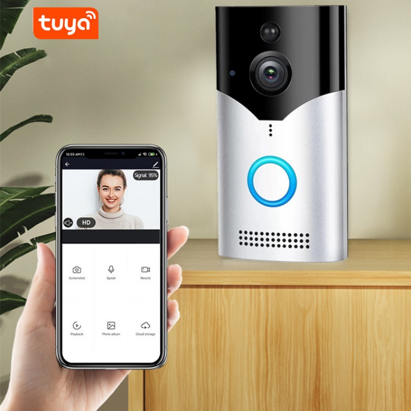 Wireless doorbell graffiti smart home 1080p dark night vision remote monitoring low-power intercom visual doorbell