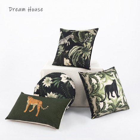 American idyllic light luxury living room sofa leopard pillow retro cushion bedside office pillow Pillowcase