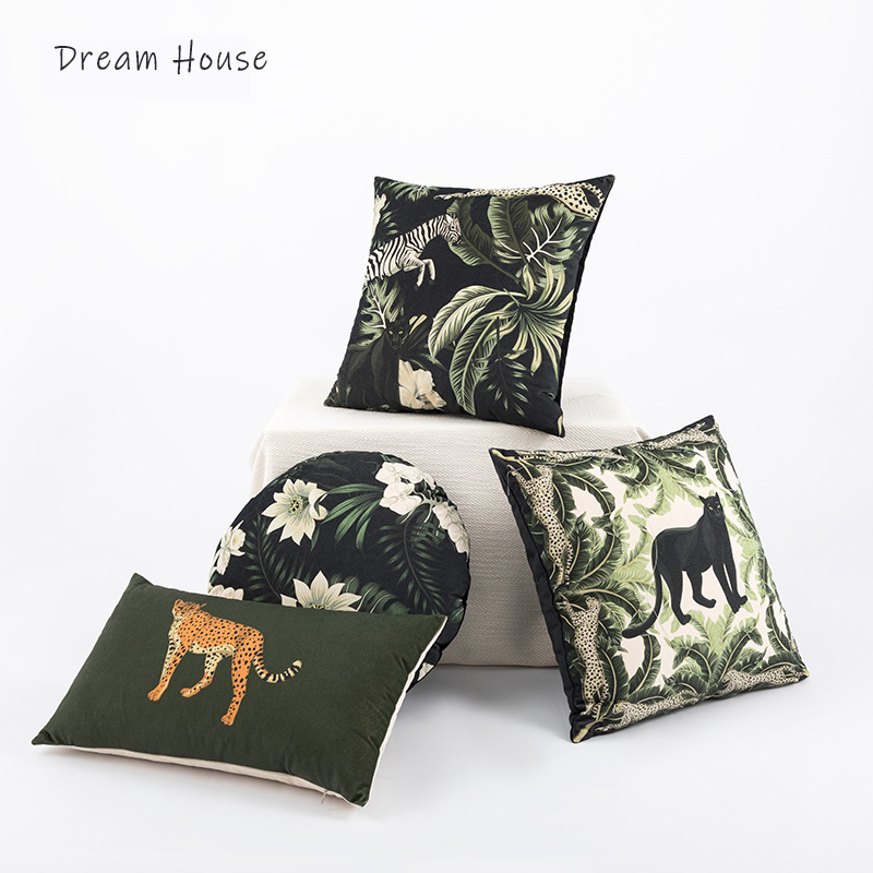 American idyllic light luxury living room sofa leopard pillow retro cushion bedside office pillow Pillowcase
