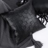 Simple light luxury PU leather pillow cover living room sofa waist pillow back cushion cover model room woven leather pillow