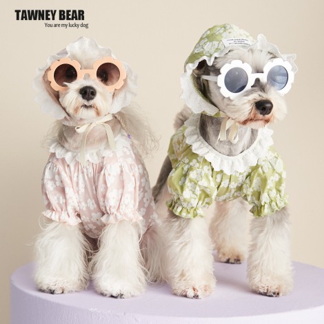 Pet clothes spring and summer lace flower shirt Teddy Schnauzer FAW firewood dog cat than bear dog clothes
