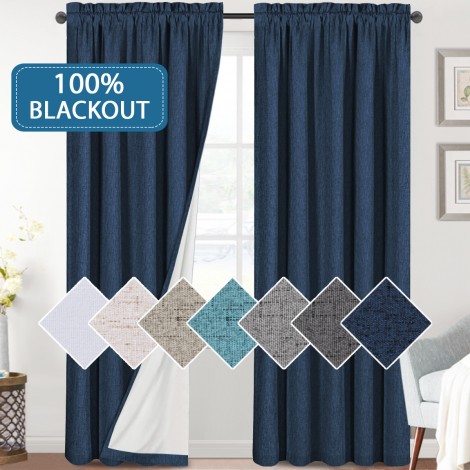 Solid color high-grade curtain cloth sound insulation non perforated bedroom curtain American linen coating full shading finished curtain