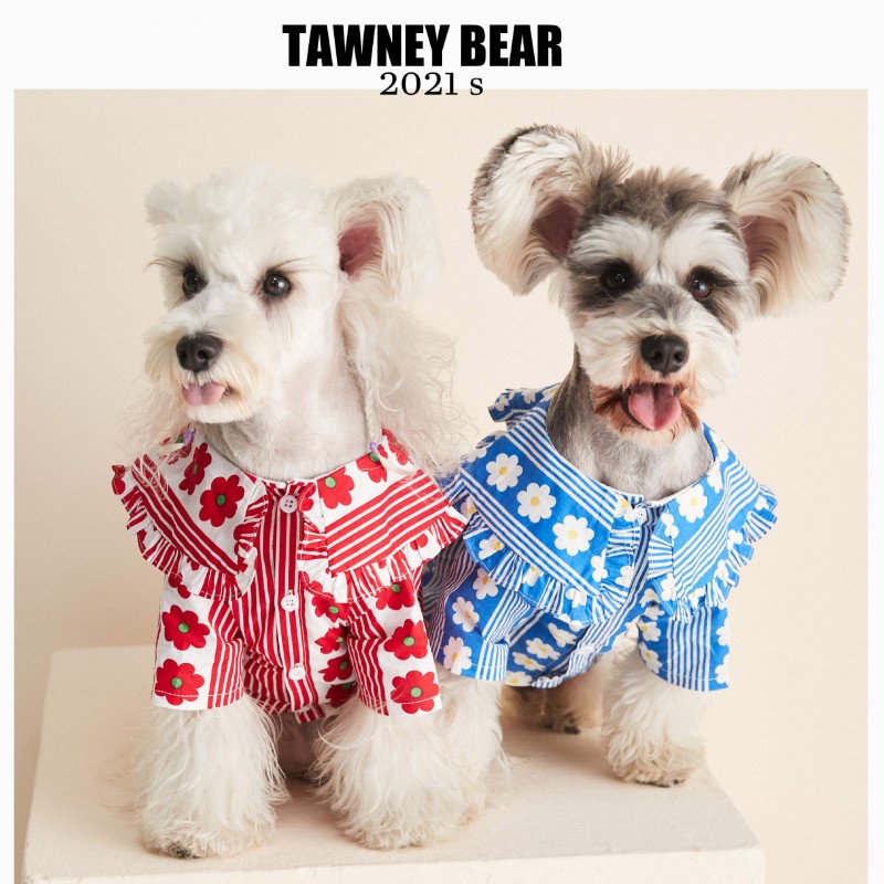 Dog clothes spring and summer thin lotus leaf shirt Teddy Chenery Bomei French fighting dog cat pet clothes