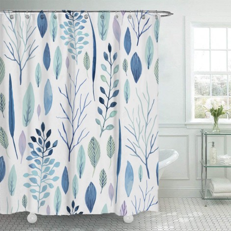 Home shower curtain watercolor flower plant tropical leaf shower curtain set printed Polyester Waterproof Shower Curtain