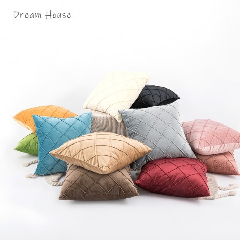 Modern simple pure Dutch velvet hand woven knotting pillow case three-dimensional diamond American sofa pillow cushion