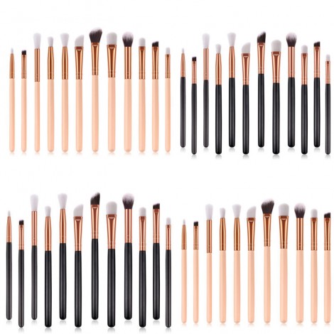 12 eye makeup brush sets, beauty tools, wooden handle, eye shadow brush, portable nylon hair eye shadow brush.