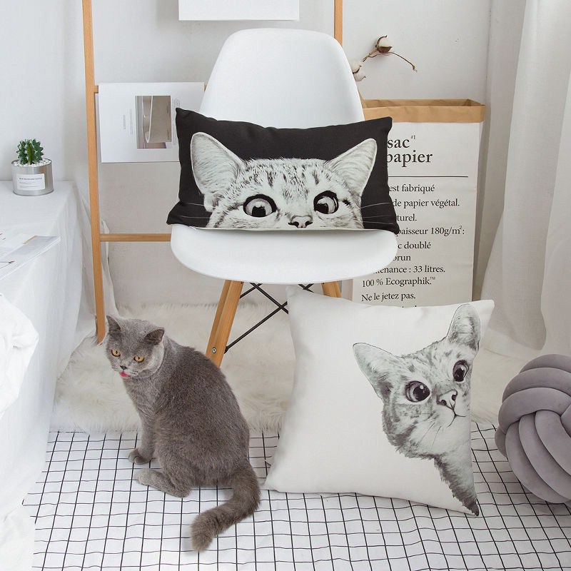 Cat pillow cover living room sofa pillow back cushion office waist cushion back pillow bedside bay window large back