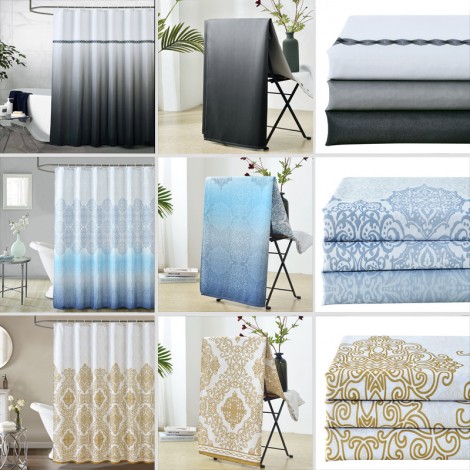 Bathroom curtain waterproof thickened polyester shower curtain European digital shower curtain bathroom partition curtain customization