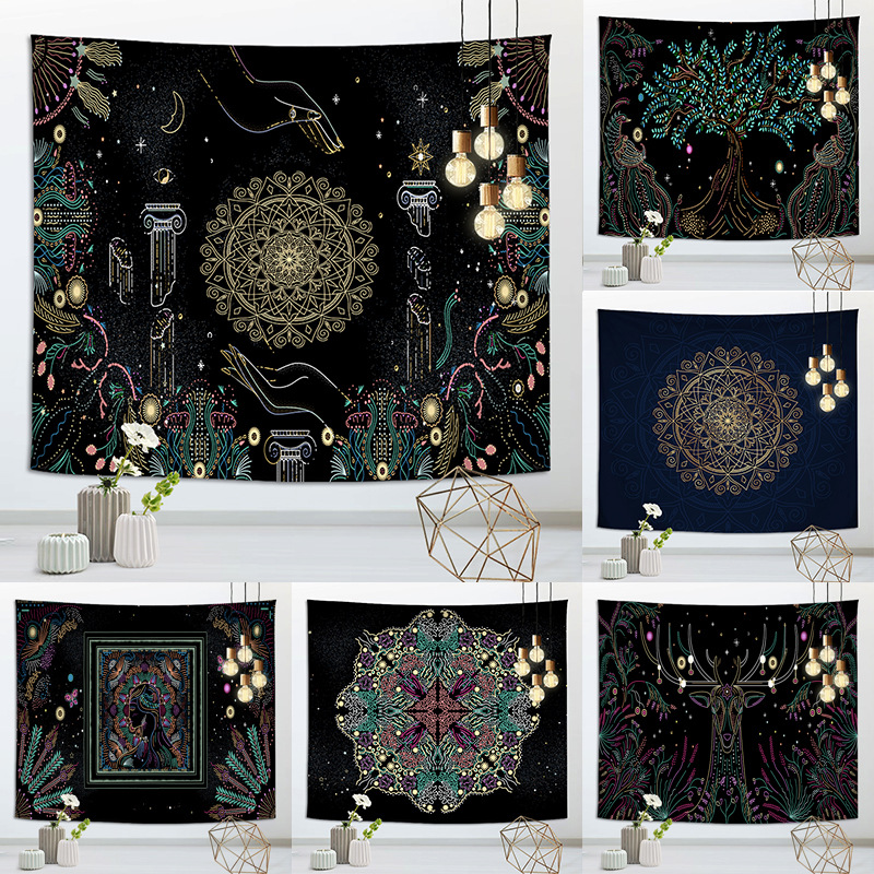 Mandala tapestry bedroom decorative cloth ins style simple art Bohemian hanging cloth live broadcast background cloth