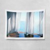 Sea view window background cloth ins wind fresh bedroom bedside dormitory rental transformation home stay decorative wall cloth tapestry
