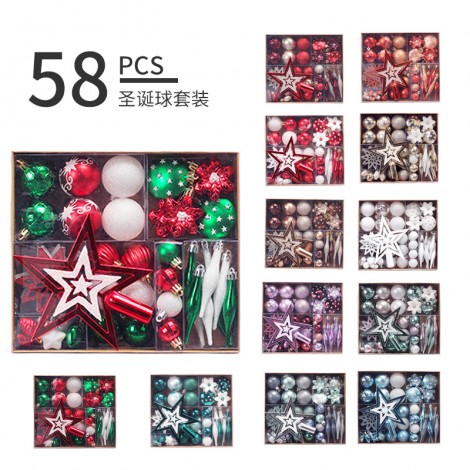 58 pieces / set painted Christmas Ball Set Gift Bag Christmas Tree Pendant Christmas decorations