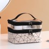 Double layer cosmetic bag box lattice portable women's makeup artist multifunctional storage, washing and makeup