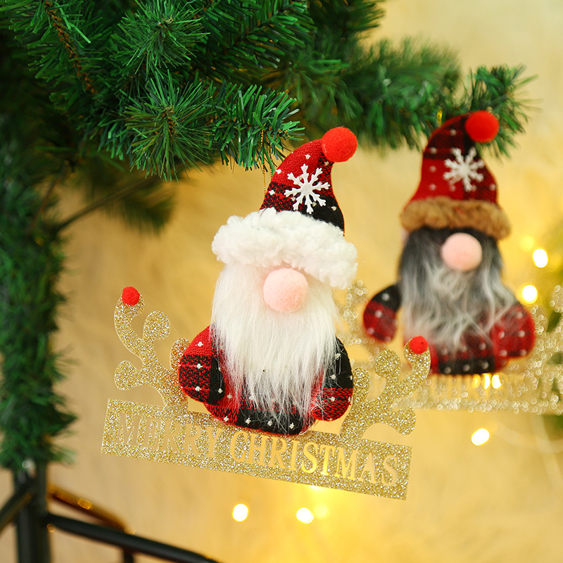 Santa Claus Doll Christmas Tree Pendant faceless doll standing window scene layout Christmas decorations