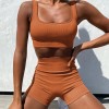 European and American knitted sexy women's sports short sleeve shorts fitness clothes seamless Yoga suit 