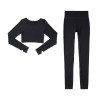European and American Sexy Sports vest fitness suit women's suit long sleeved trousers seamless Yoga SUIT XL 