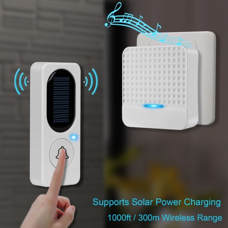 One driven two doorbell remote wireless solar doorbell intelligent music doorbell elderly pager