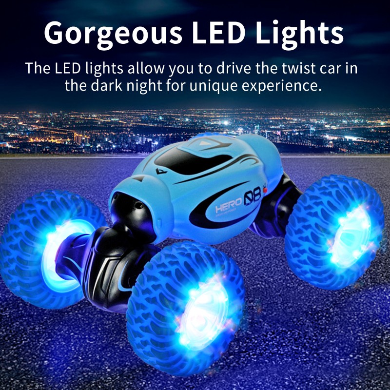 Light twisting car with light climbing car wireless charging remote control double-sided car boy toy