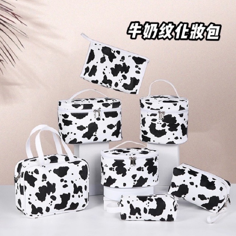 Ins tide cow pattern waterproof handbag cosmetic bag net red portable washing bag creative waterproof travel storage bag
