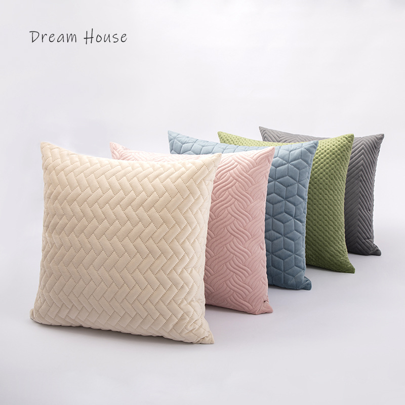 Modern simple light luxury geometric quilted pillow cover model room sofa pillow bedroom bedside cushion waist pillow