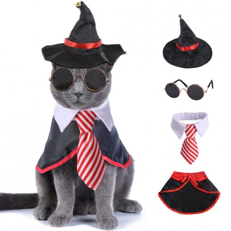 Pet Halloween cloak set dog bow tie cloak hat holiday accessories