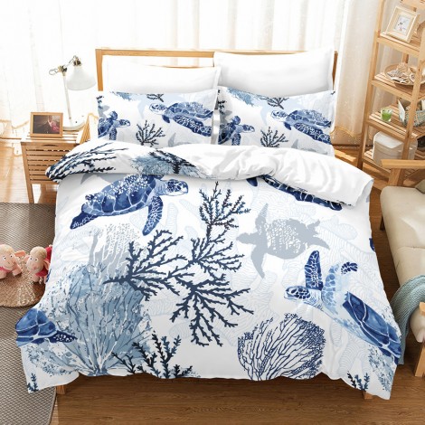 European and American turtle digital printing quilt cover, home textile three piece set, bedding three piece set