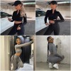 European and American sports Yoga short sleeve suit women's drawstring fitness suit high-end seamless Yoga SUIT XL 