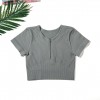 European and American sports Yoga short sleeve suit women's drawstring fitness suit high-end seamless Yoga SUIT XL 