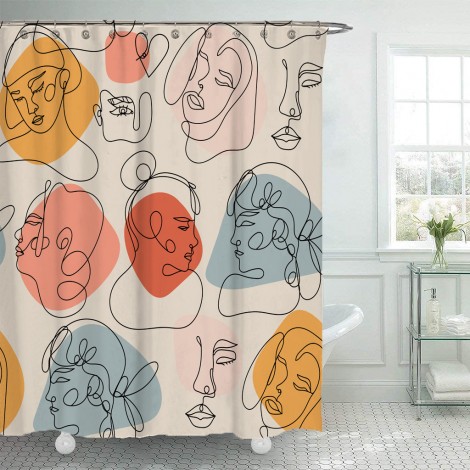 Shower curtain modern simple abstract art facial shower curtain bathroom curtain Polyester Waterproof Shower Curtain