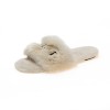 Embroidered plush slippers women's autumn open-toe flat-bottomed warm plush slippers for women