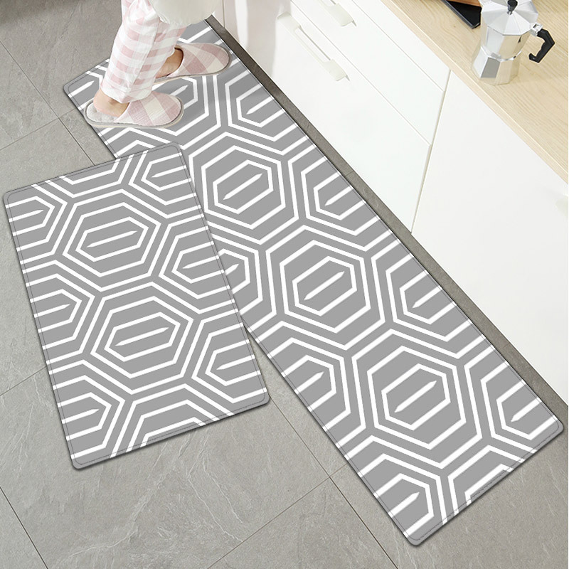 Gray line floor mat waterproof, oil proof and anti slip PVC foamed leather kitchen floor mat